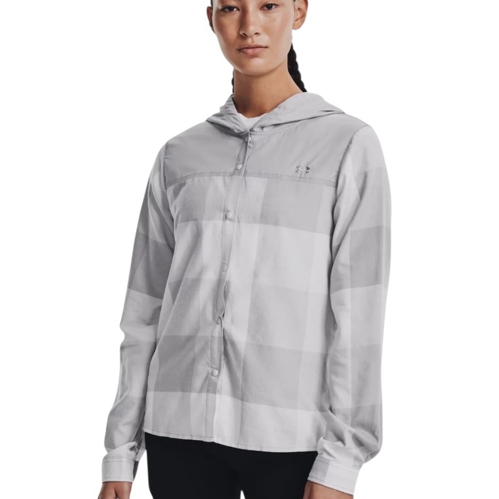 Under Armour Tradesman Flannel Hoodie Halo Grey White Women’s Medium